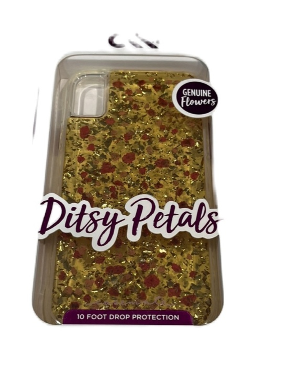 Phone case case-mate Ditsy Petals Floral iPhone XR Case - Gold with Red Accents
